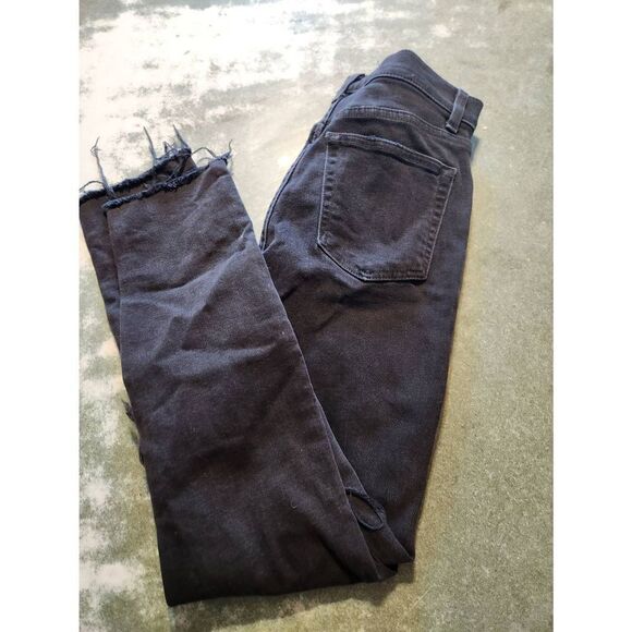 REFORMATION  Camille Stretch Crop Cigarette distressed Black Denim Jeans sz 24 - Picture 1 of 5